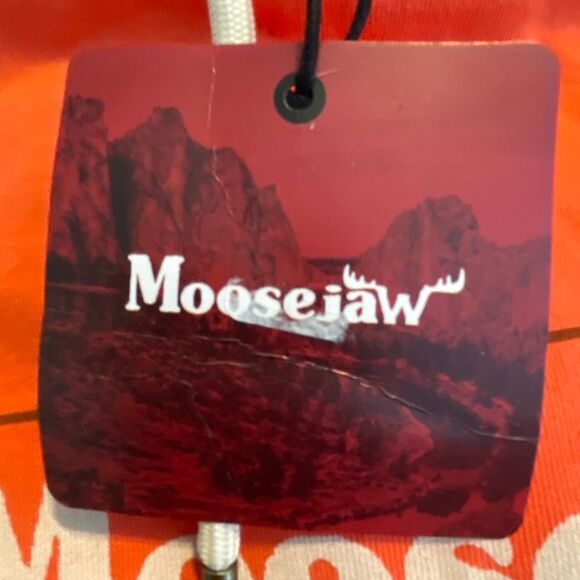 Moosejaw Original Frame Logo Pullover Hoodie Sweatshirt Flamingo Orange M - Picture 4 of 7